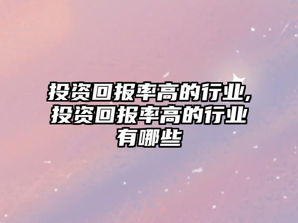 投資回報率高的行業(yè),投資回報率高的行業(yè)有哪些