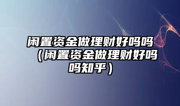 閑置資金做理財(cái)好嗎嗎（閑置資金做理財(cái)好嗎嗎知乎）