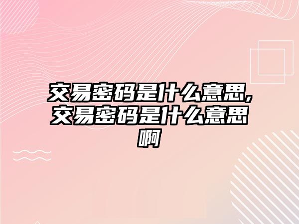 交易密碼是什么意思,交易密碼是什么意思啊