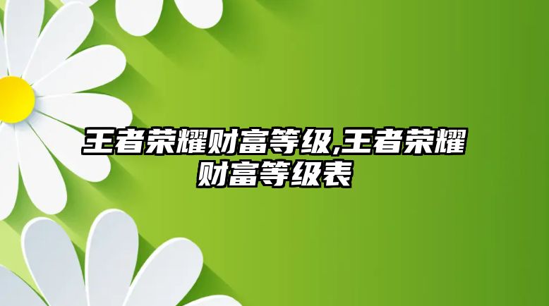 王者榮耀財富等級,王者榮耀財富等級表