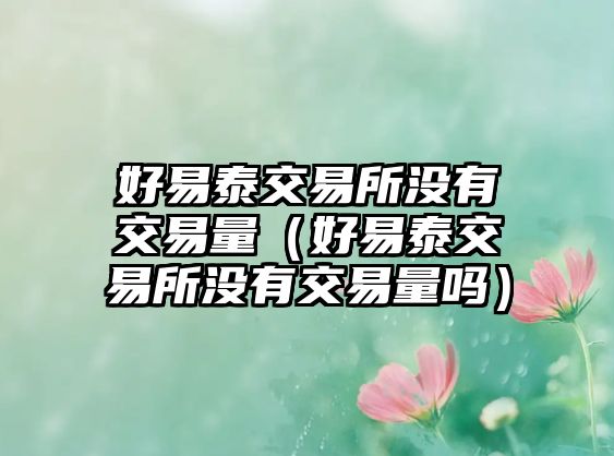 好易泰交易所沒(méi)有交易量（好易泰交易所沒(méi)有交易量嗎）