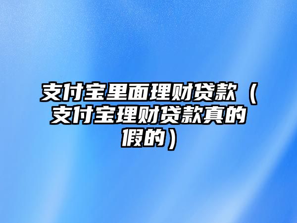 支付寶里面理財(cái)貸款（支付寶理財(cái)貸款真的假的）