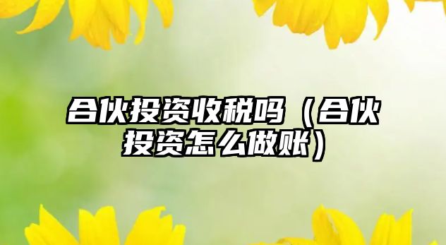 合伙投資收稅嗎（合伙投資怎么做賬）