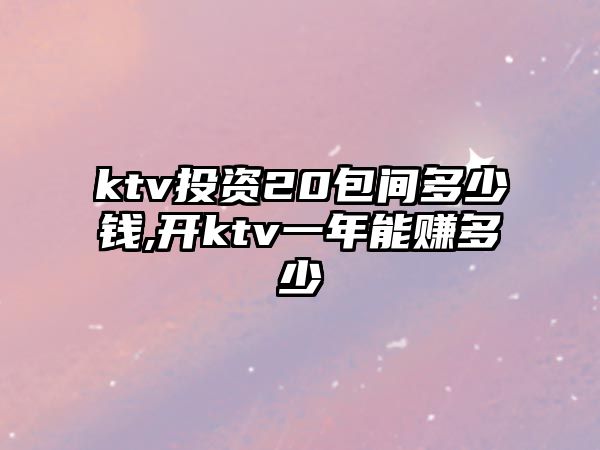 ktv投資20包間多少錢,開ktv一年能賺多少