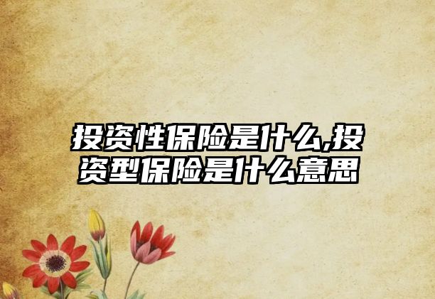 投資性保險(xiǎn)是什么,投資型保險(xiǎn)是什么意思