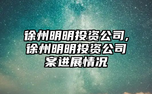 徐州明明投資公司,徐州明明投資公司案進(jìn)展情況