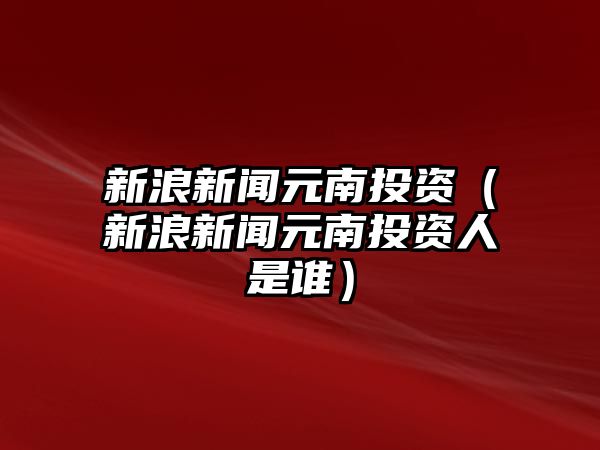 新浪新聞元南投資（新浪新聞元南投資人是誰）