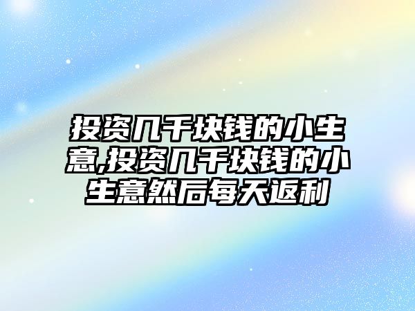 投資幾千塊錢的小生意,投資幾千塊錢的小生意然后每天返利