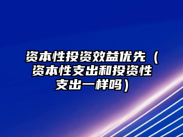 資本性投資效益優(yōu)先（資本性支出和投資性支出一樣嗎）