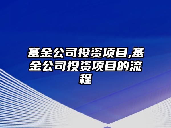 基金公司投資項(xiàng)目,基金公司投資項(xiàng)目的流程