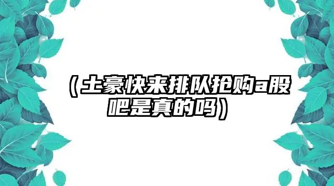 （土豪快來(lái)排隊(duì)搶購(gòu)a股吧是真的嗎）