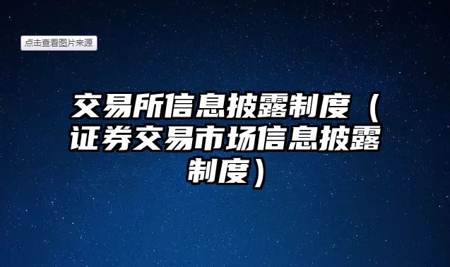 交易所信息披露制度（證券交易市場信息披露制度）