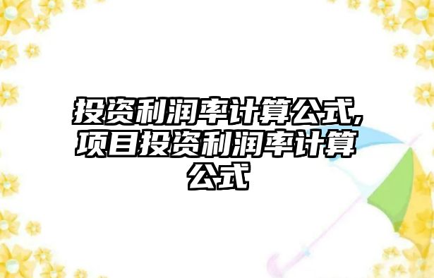 投資利潤率計算公式,項目投資利潤率計算公式