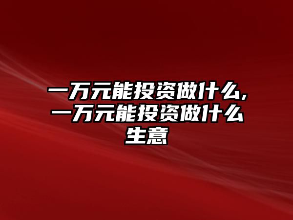 一萬元能投資做什么,一萬元能投資做什么生意