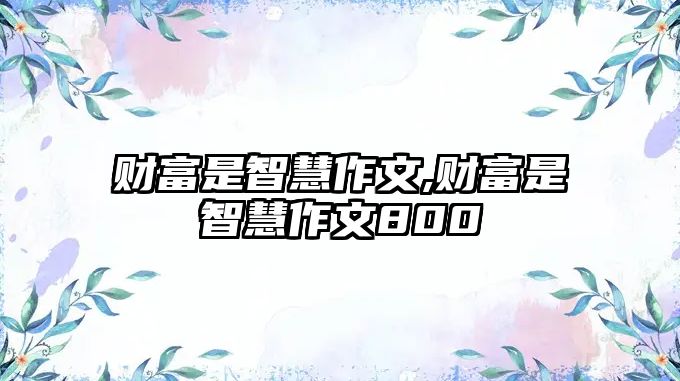 財富是智慧作文,財富是智慧作文800