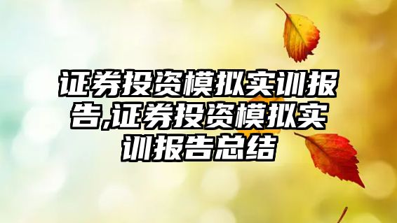 證券投資模擬實訓報告,證券投資模擬實訓報告總結(jié)