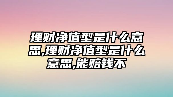 理財凈值型是什么意思,理財凈值型是什么意思,能賠錢不