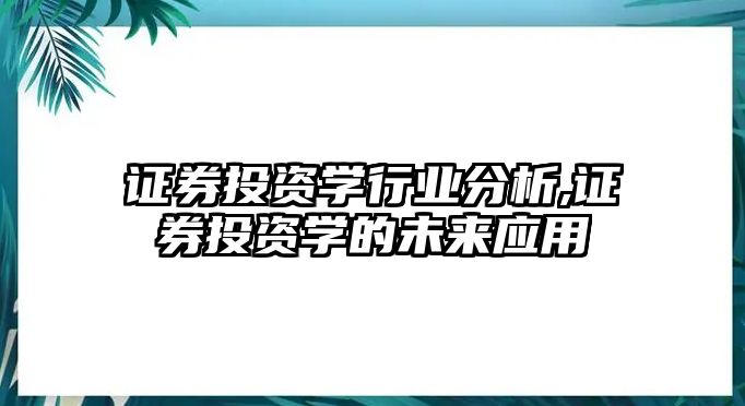 證券投資學(xué)行業(yè)分析,證券投資學(xué)的未來(lái)應(yīng)用