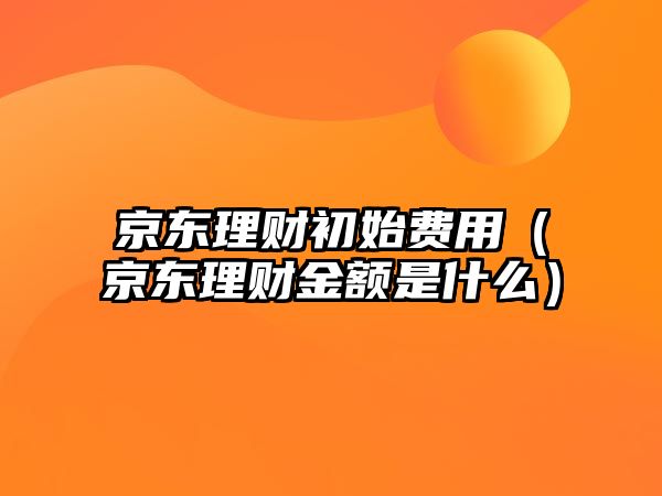 京東理財(cái)初始費(fèi)用（京東理財(cái)金額是什么）