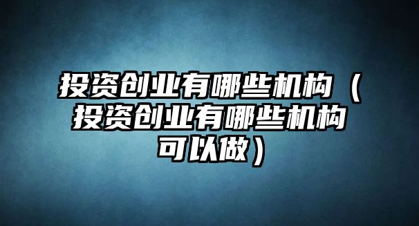 投資創(chuàng)業(yè)有哪些機(jī)構(gòu)（投資創(chuàng)業(yè)有哪些機(jī)構(gòu)可以做）