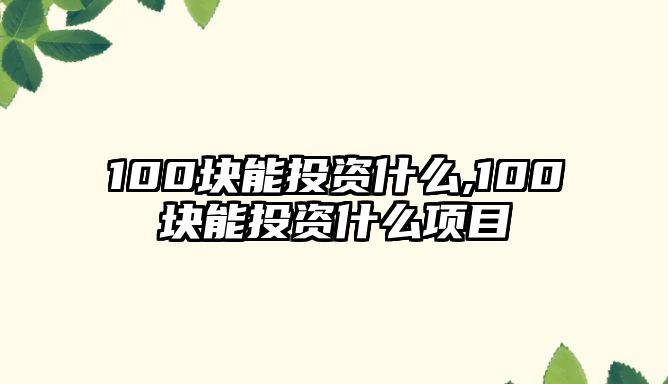 100塊能投資什么,100塊能投資什么項目