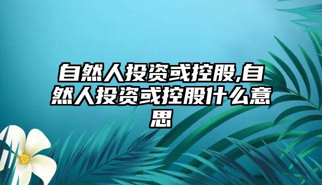 自然人投資或控股,自然人投資或控股什么意思