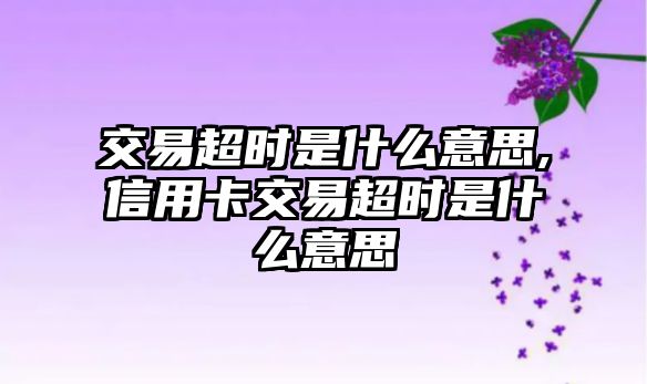 交易超時(shí)是什么意思,信用卡交易超時(shí)是什么意思