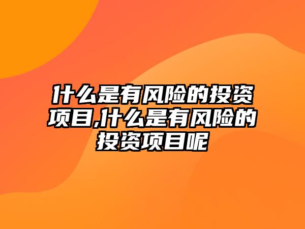 什么是有風險的投資項目,什么是有風險的投資項目呢