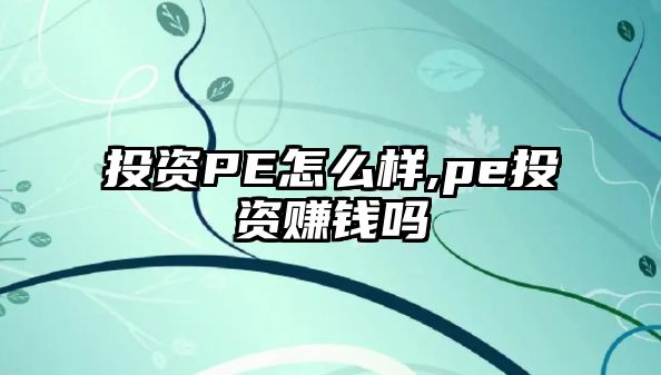 投資PE怎么樣,pe投資賺錢嗎