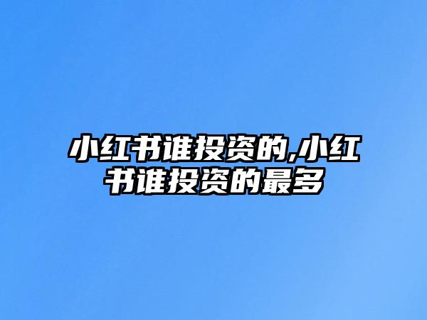 小紅書誰投資的,小紅書誰投資的最多