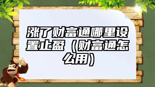 漲了財(cái)富通哪里設(shè)置止盈（財(cái)富通怎么用）