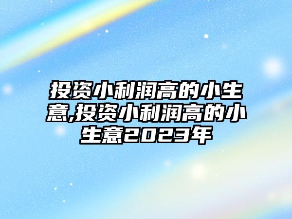 投資小利潤(rùn)高的小生意,投資小利潤(rùn)高的小生意2023年