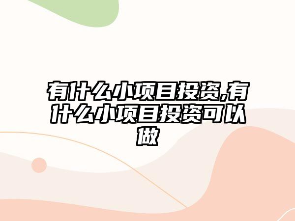 有什么小項目投資,有什么小項目投資可以做