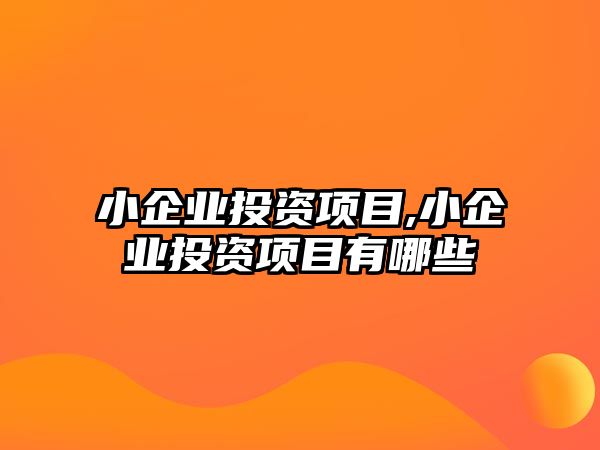 小企業(yè)投資項(xiàng)目,小企業(yè)投資項(xiàng)目有哪些