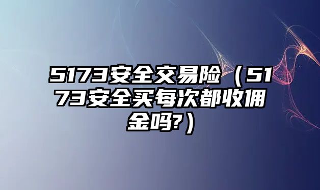 5173安全交易險（5173安全買每次都收傭金嗎?）