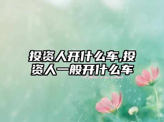 投資人開什么車,投資人一般開什么車