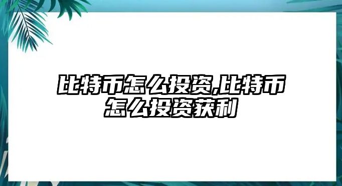 比特幣怎么投資,比特幣怎么投資獲利