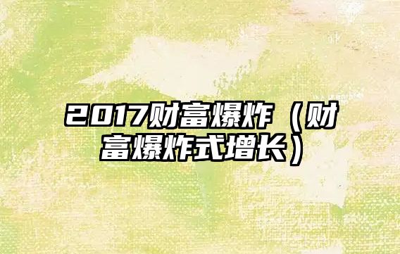 2017財(cái)富爆炸（財(cái)富爆炸式增長(zhǎng)）