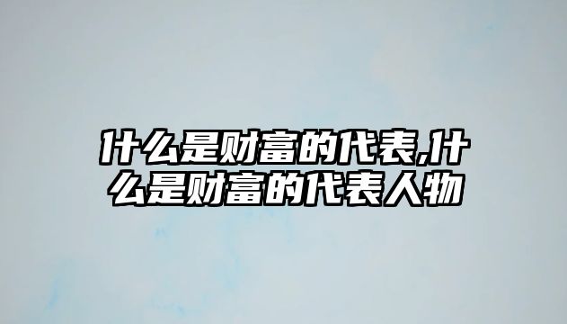 什么是財(cái)富的代表,什么是財(cái)富的代表人物