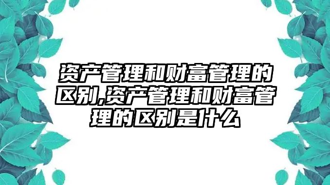 資產(chǎn)管理和財富管理的區(qū)別,資產(chǎn)管理和財富管理的區(qū)別是什么