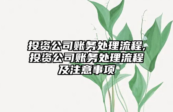 投資公司賬務(wù)處理流程,投資公司賬務(wù)處理流程及注意事項(xiàng)