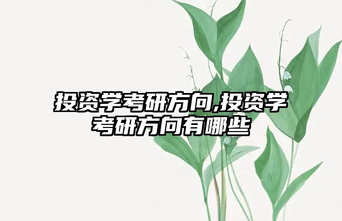 投資學(xué)考研方向,投資學(xué)考研方向有哪些