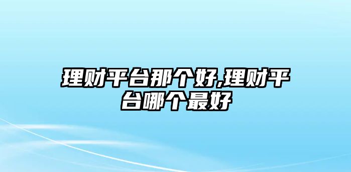 理財(cái)平臺(tái)那個(gè)好,理財(cái)平臺(tái)哪個(gè)最好