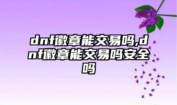 dnf徽章能交易嗎,dnf徽章能交易嗎安全嗎