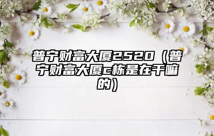 普寧財富大廈2520（普寧財富大廈c棟是在干嘛的）