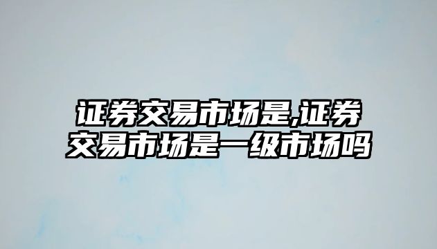 證券交易市場是,證券交易市場是一級市場嗎