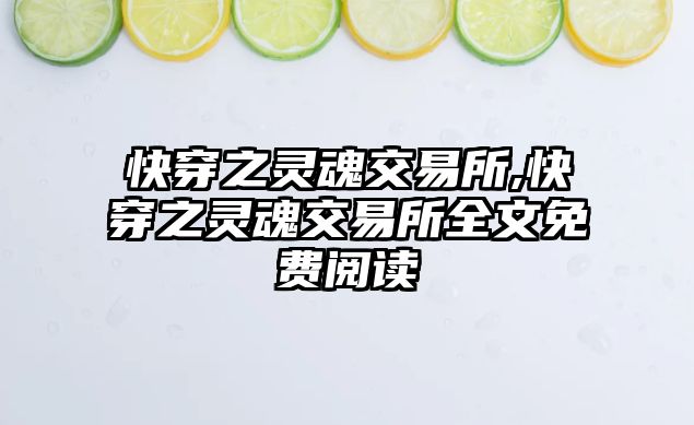 快穿之靈魂交易所,快穿之靈魂交易所全文免費(fèi)閱讀