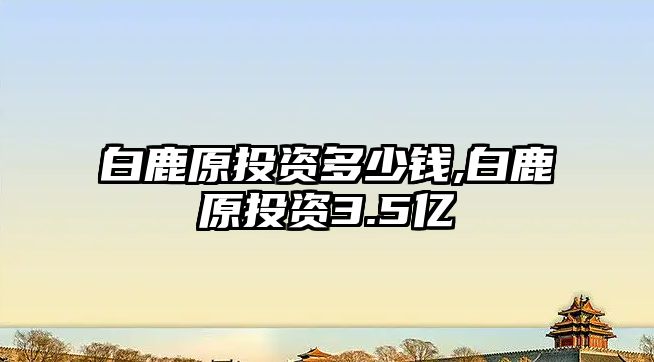 白鹿原投資多少錢,白鹿原投資3.5億