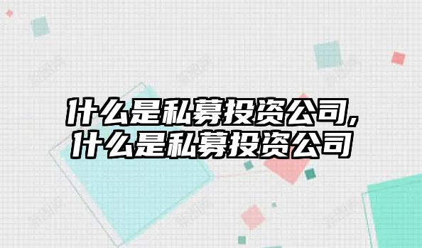 什么是私募投資公司,什么是私募投資公司