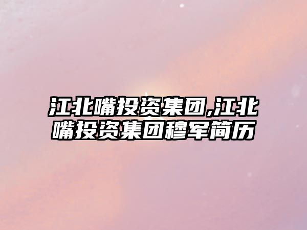 江北嘴投資集團,江北嘴投資集團穆軍簡歷